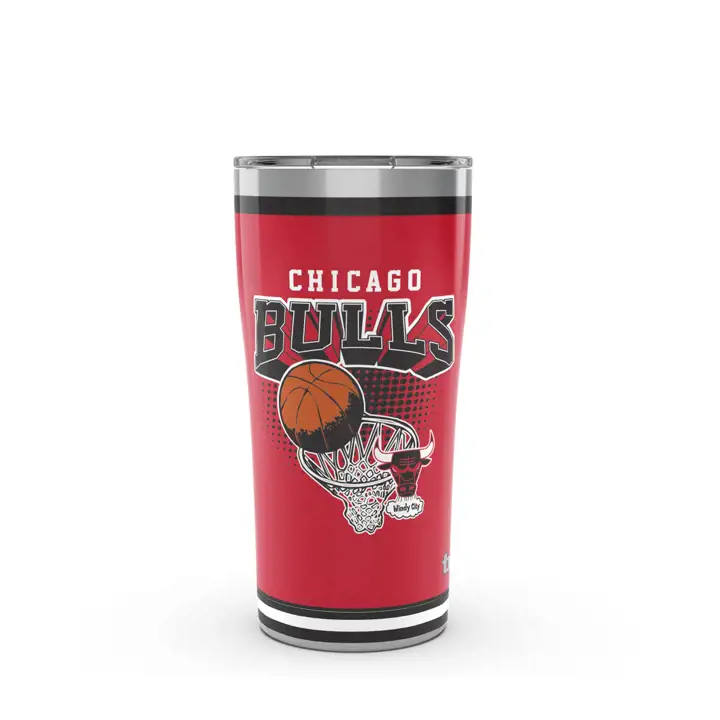 Gobelet en acier inoxydable rétro des Chicago Bulls de la NBA de 20 oz