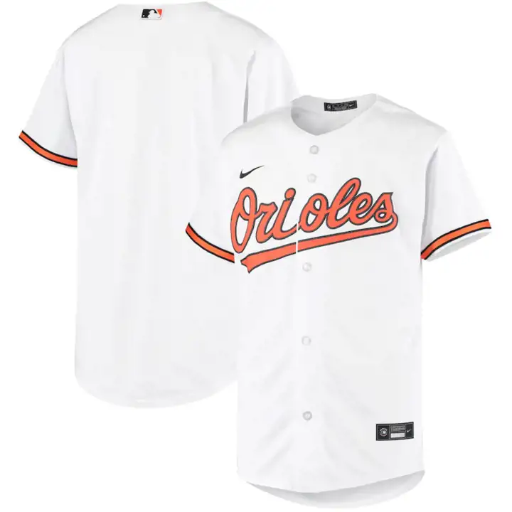 Maillot vierge officiel de la jeunesse MLB des Orioles blc