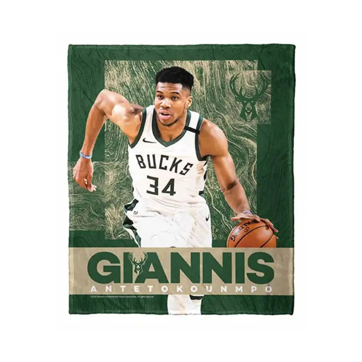 Jeté en soie polaire 50x60 Antetokounmpo Milwaukee Bucks