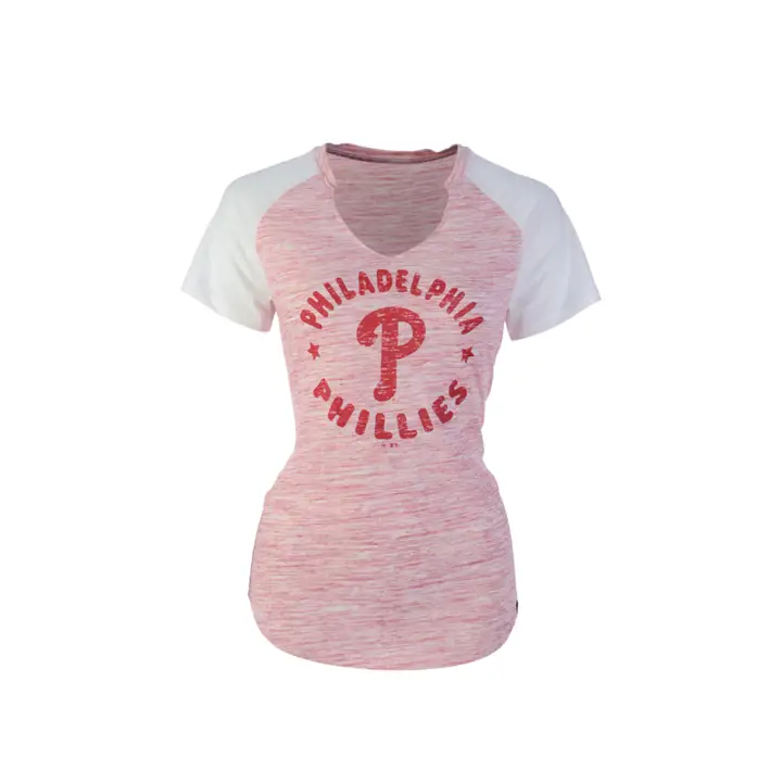T-SHIRT RAGLAN FEMME ROUGE PHILADELPHIA PHILLIES HAZE