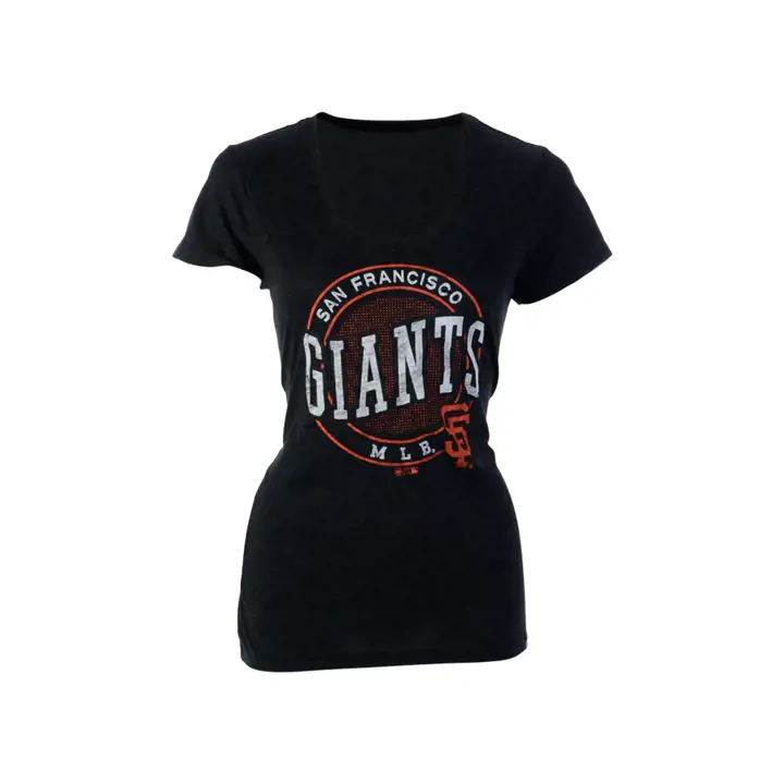 SAN FRANCISCO GIANTS BLOCK WAVE CLUB SCP NECK T WMN BLK