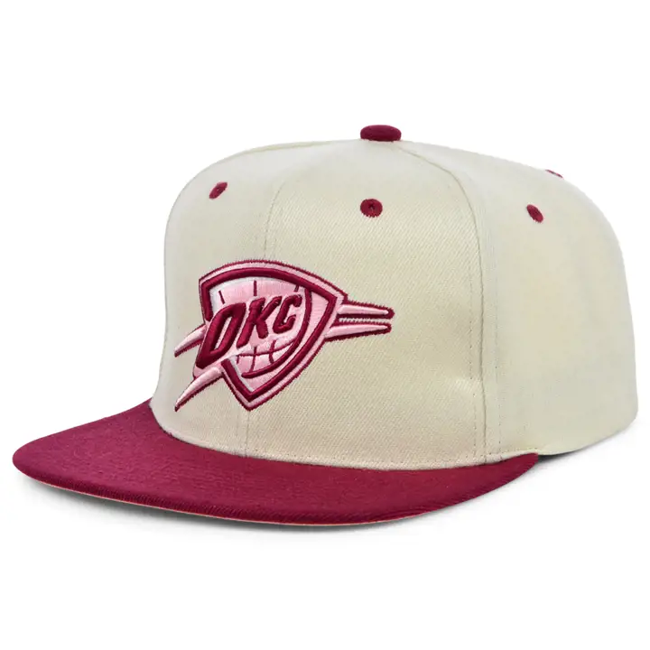 Casquette snapback Oklahoma City Thunder NBA rose merlot voile/crédit/rose