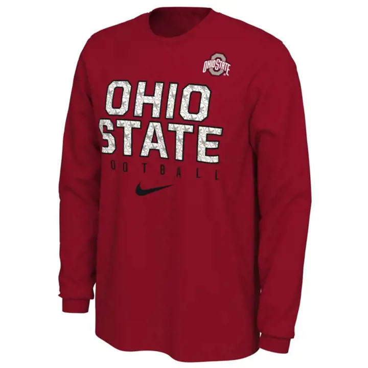 T-shirt manches longues NCAA Football Buckeyes de l'Ohio REACT 21 rouge