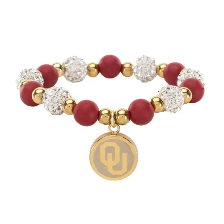 Oklahoma Sooners Sadie OU Bracelet de perles or/blanc/bleu