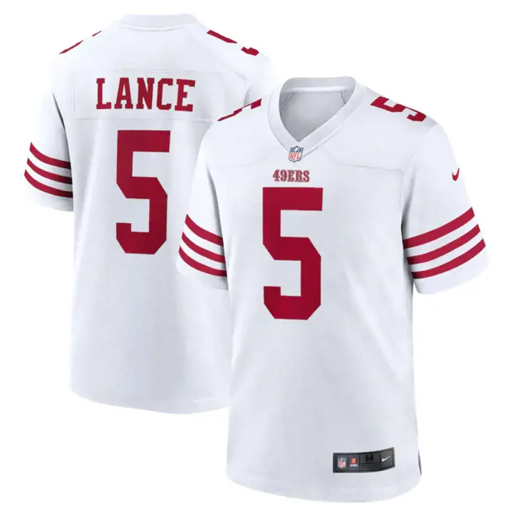 Maillot de match NFL 49ERS Trey Lance BLANC