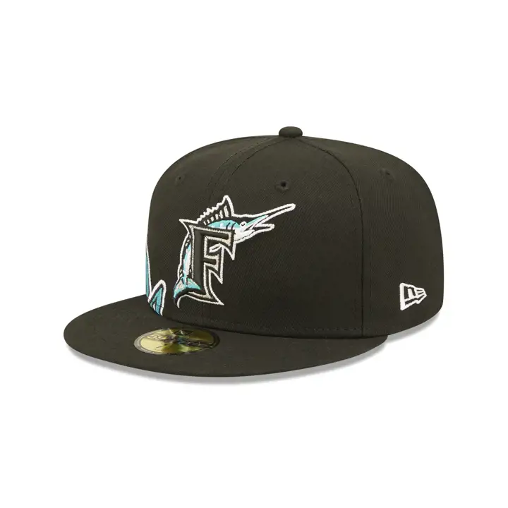 Casquette 59FIFTY MLB Florida Marlins fendue noire/noire/verte