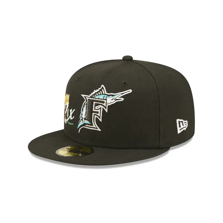 Casquette 59FIFTY MLB Crown Champs Florida Marlins Noir/Noir/Gris