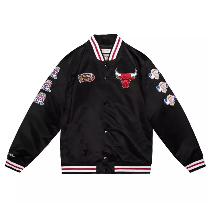 Veste satinée noire Chicago Bulls NBA Champ City