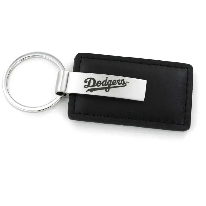 Porte-clés en cuir noir Los Angeles Dodgers avec gravure laser
