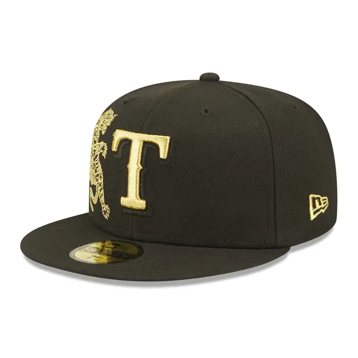 Casquette MLB Tiger Claw 59FIFTY Texas Rangers noir/noir/or