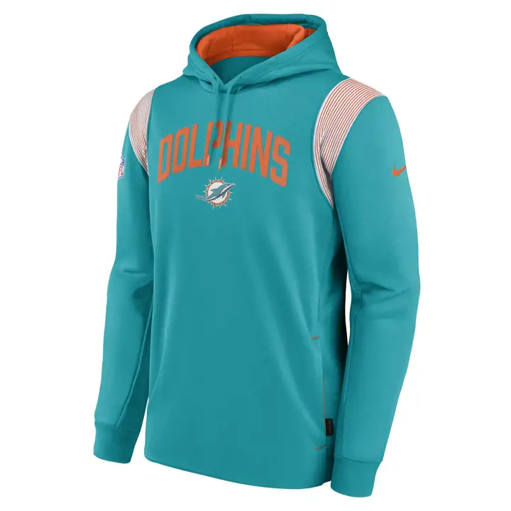 Sweat à capuche officiel NFL Athletic Stack Sideline des Miami Dolphins 22