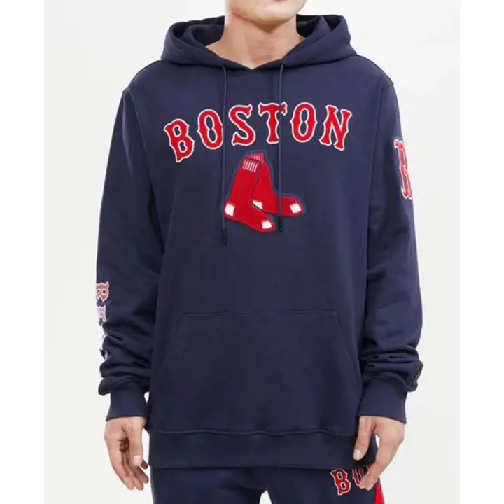 Boston Red Sox MLB Pro Stacked Logo Hoodie Marine