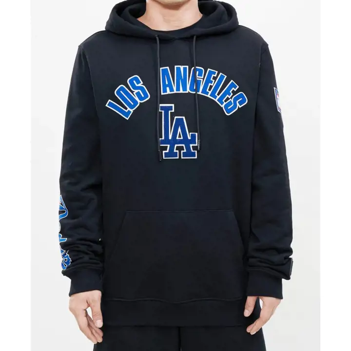 Los Angeles Dodgers MLB Sweat à Capuche Logo Superposé Pro noir