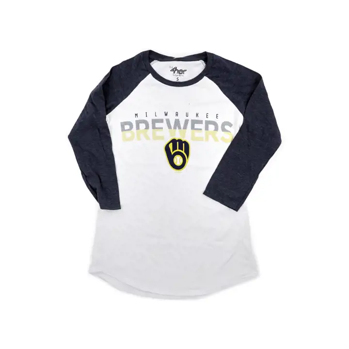 T-shirt raglan "Tailgate" pour femme MLB 21 Milwaukee Brewers blanc