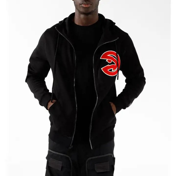 Sweat à capuche zippé noir à logo NBA des Atlanta Hawks