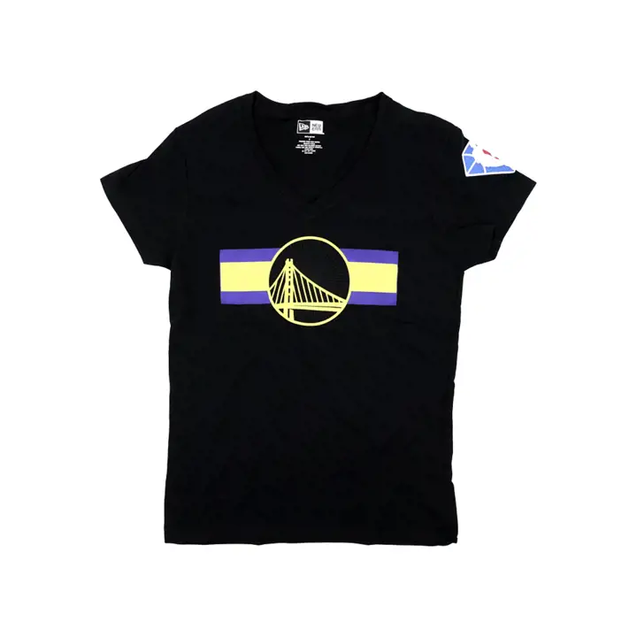 T-shirt à col en V noir Golden State Warriors NBA City pour femme