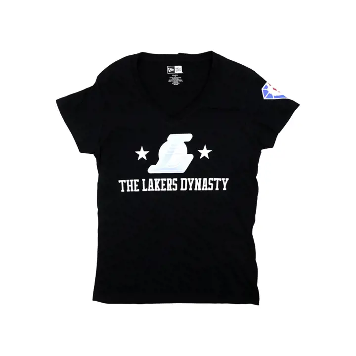 T-shirt noir à col en V Los Angeles Lakers NBA City pour femme