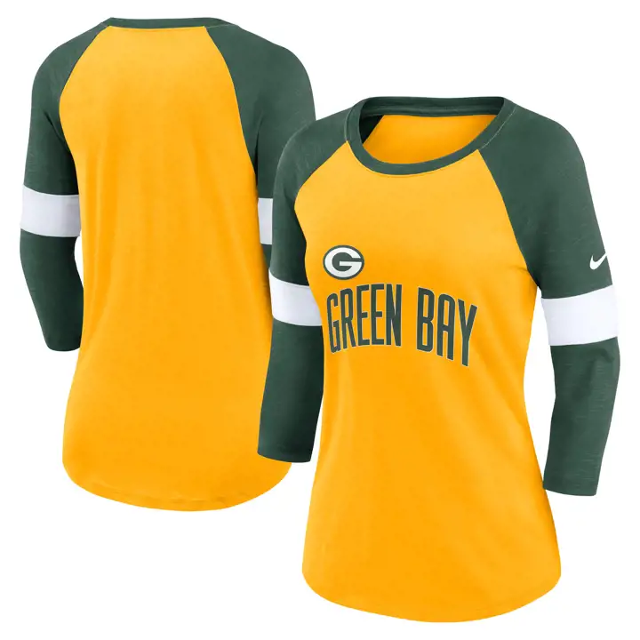Green Bay Packers NFL Femme Nike Slub 3Q Raglan 22 Charbon