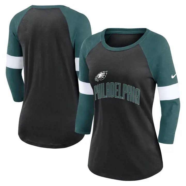 Philadelphia Eagles NFL Femme Nike Slub 3/4 Raglan 22 Charbon