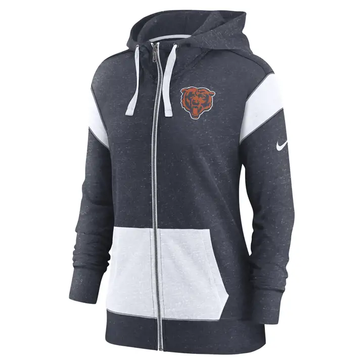 Chicago Bears NFL Gym Vintage Femme Zip Intégral 22 Marine