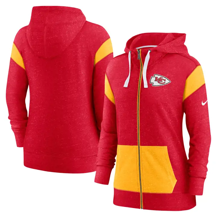 Kansas City Chiefs NFL Femme Gym Vintage Entièrement Zippé 22 Rouge