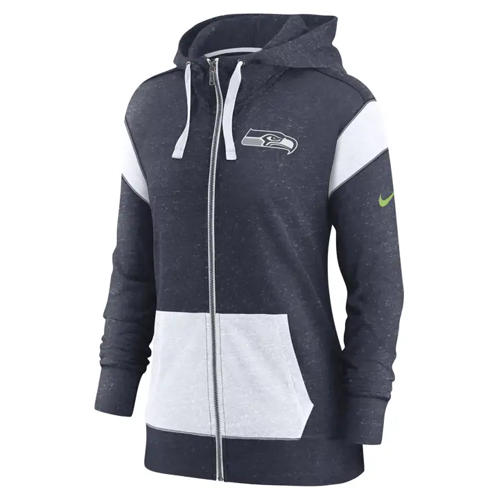 Seattle Seahawks NFL Sweat-shirt Femme Zippé Vintage 22 marine