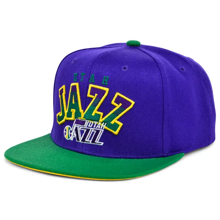 Casquette snapback Utah Jazz NBA dégradé de texte, violet/vert/jaune HWC