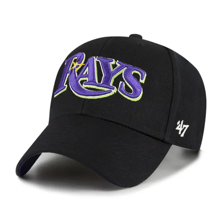 Casquette MVP noire '47 MLB Rétro Flip Script des Tampa Bay Rays