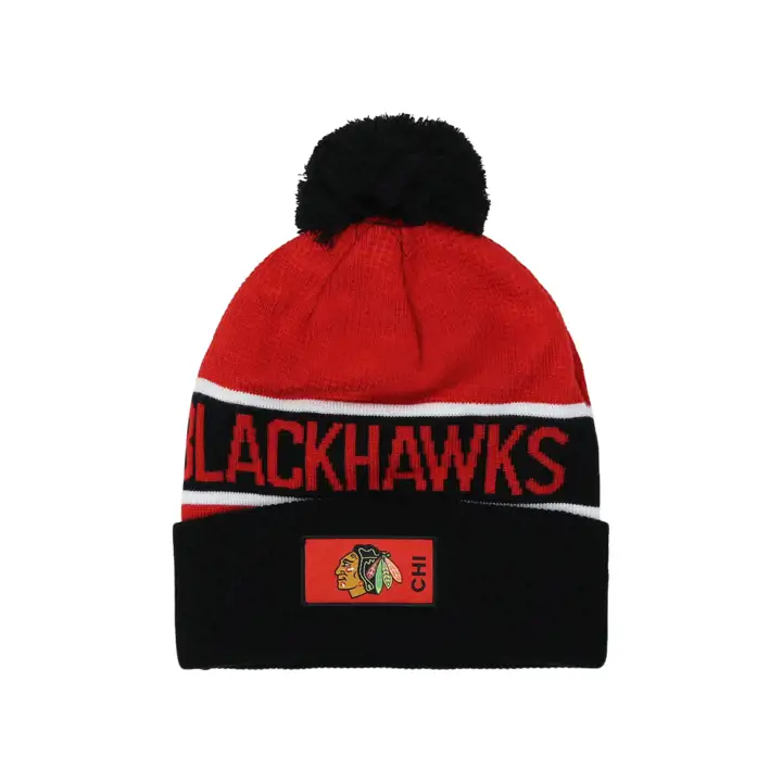 Chicago Blackhawks LNH 22 LR Tuque Revers Pompon noir/rouge