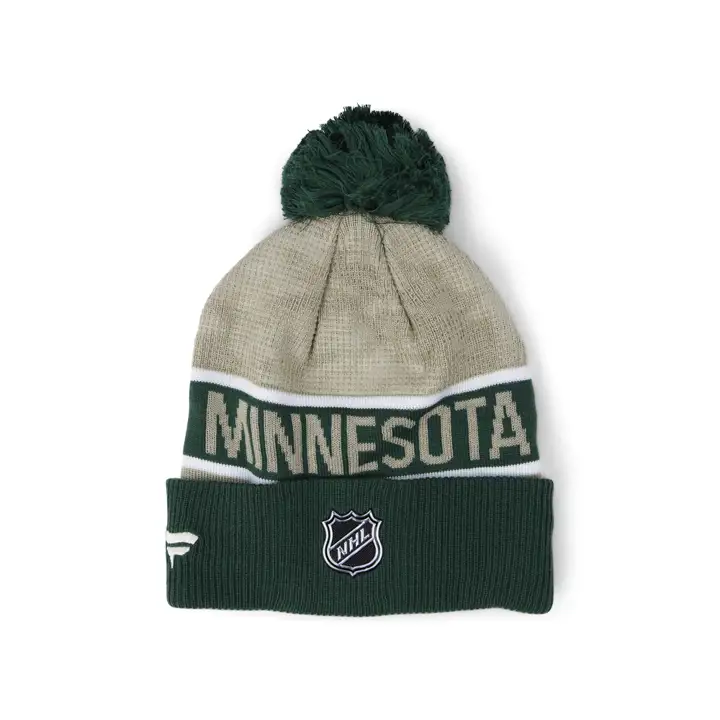 Minnesota Wild LNH 22 LR Tuque avec pompon vert/naturel