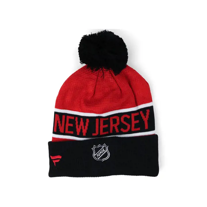 New Jersey Devils NHL 22 LR Bonnet avec revers et pompon noir/rouge