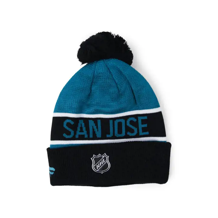 San Jose Sharks LNH 22 LR Tuque Revers Pompon noir/bleu