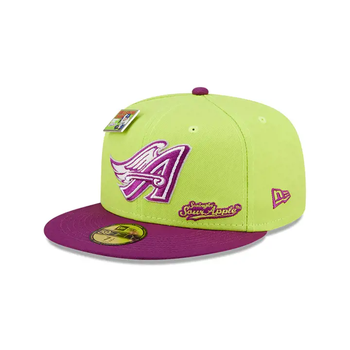CASQUETTE MLB ANAHEIM ANGELS BLC SOUR APPLE 59FIFTY VERT/VIOLET