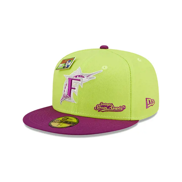 FLORIDA MARLINS MLB BLC SOUR APPLE 59FIFTY GRN/PUR