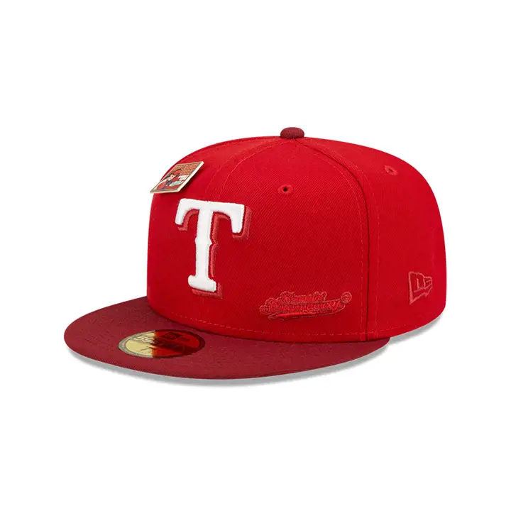 CASQUETTE 59FIFTY MLB TEXAS RANGERS ROUGE/ROUGE FONCÉ DE BLC STRAWBERRY