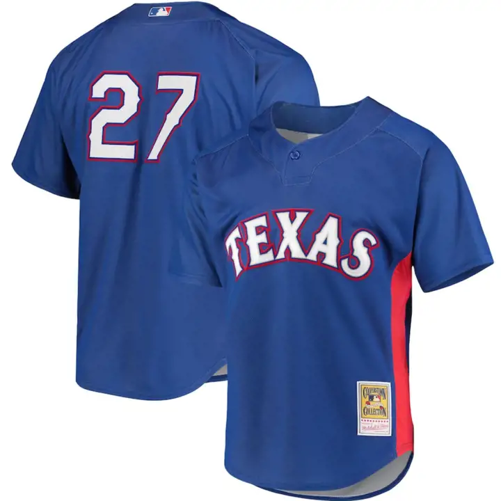 Maillot en maille authentique M&N Auth BP pour jeunes de la MLB des Texas Rangers Vladimir Gue
