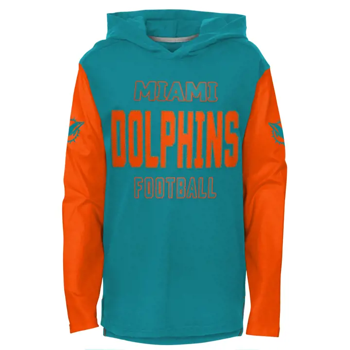 T-shirt à capuchon et manches longues Miami Dolphins NFL Youth Heritage