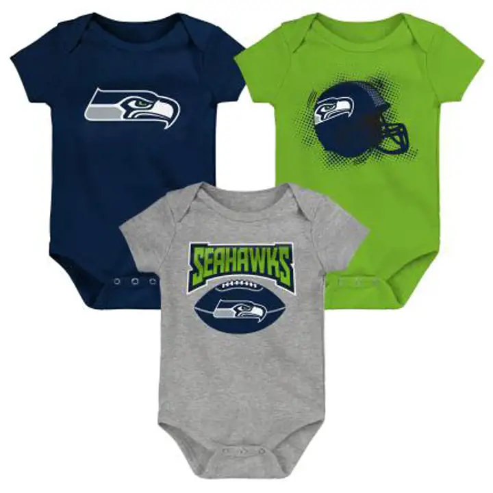 Ensemble de 3 pièces Seattle Seahawks NFL pour nouveau-né Game On 22 marine/vert