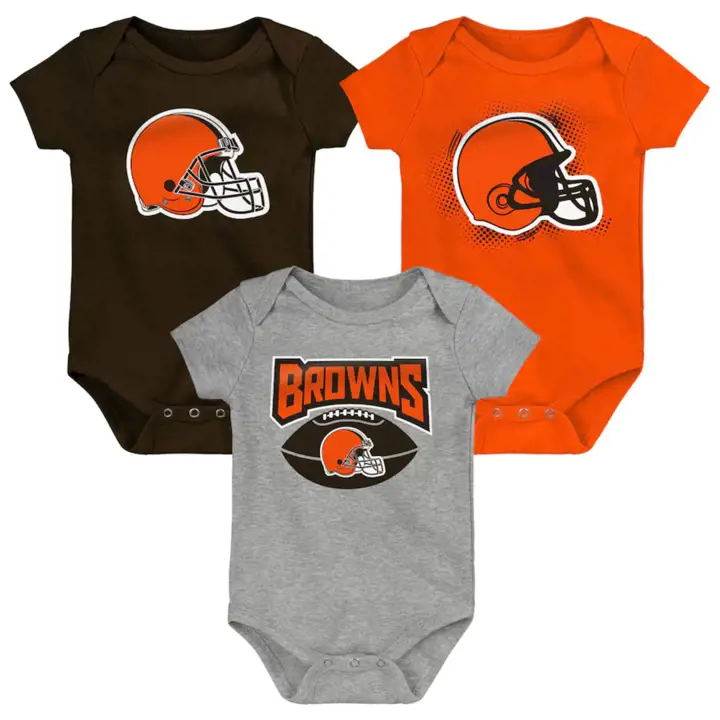 Ensemble de 3 pyjamas pour nouveau-né Cleveland Browns NFL Game On 22, orange
