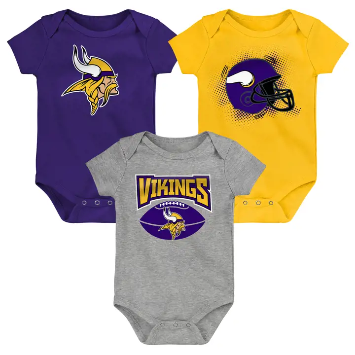 Ensemble 3 pièces Minnesota Vikings NFL Nouveau-né Game On 22 vio/jau