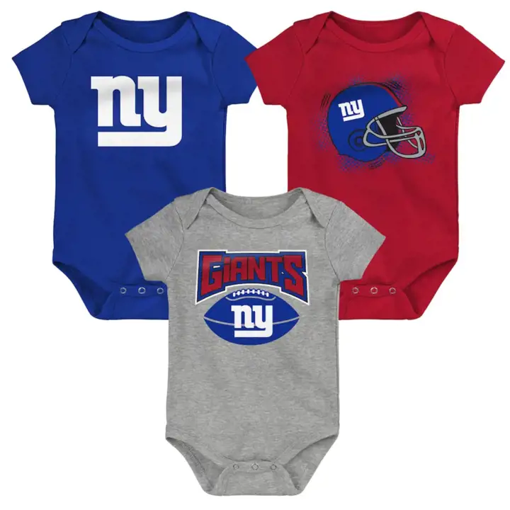 New York Giants NFL Lot de 3 bodys pour nouveau-né Game On 22 bleu/rouge