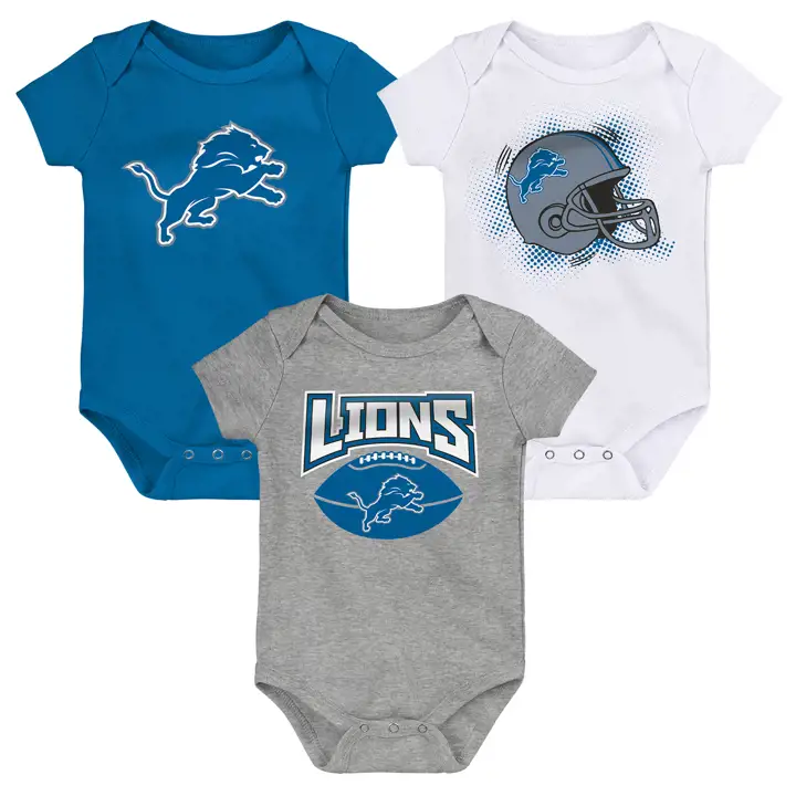 Ensemble 3 pièces pour nouveau-né Detroit Lions NFL Game On 22 bleu/gris
