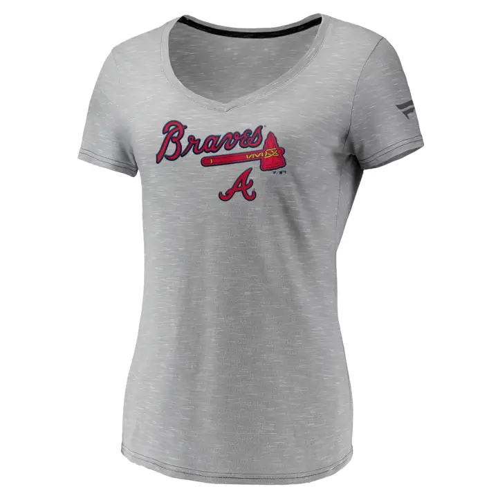 T-shirt BRAVES MLB femme Lockup Space Dye avec drapeau manches courtes gris