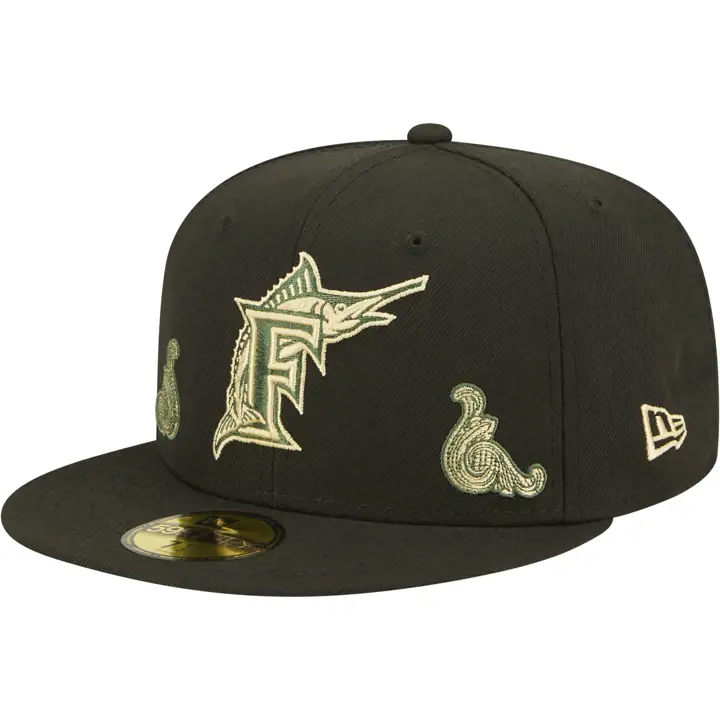 Casquette MLB Florida Marlins 59FIFTY blk/blk/gl avec chèque encaissé