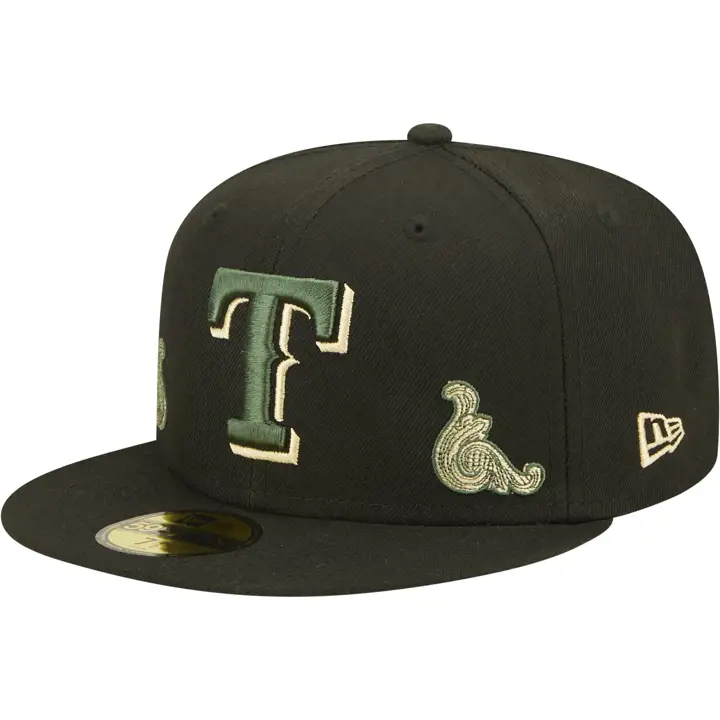 Casquette 59FIFTY MLB Texas Rangers noire/noire/or