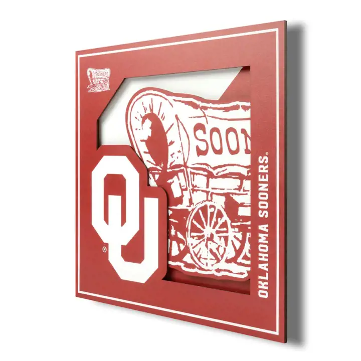 Série d'art mural 3D 12x12 - Logo Oklahoma Sooners