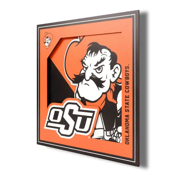 Série d'art mural 3D Logo 12x12 Oklahoma State Cowboys
