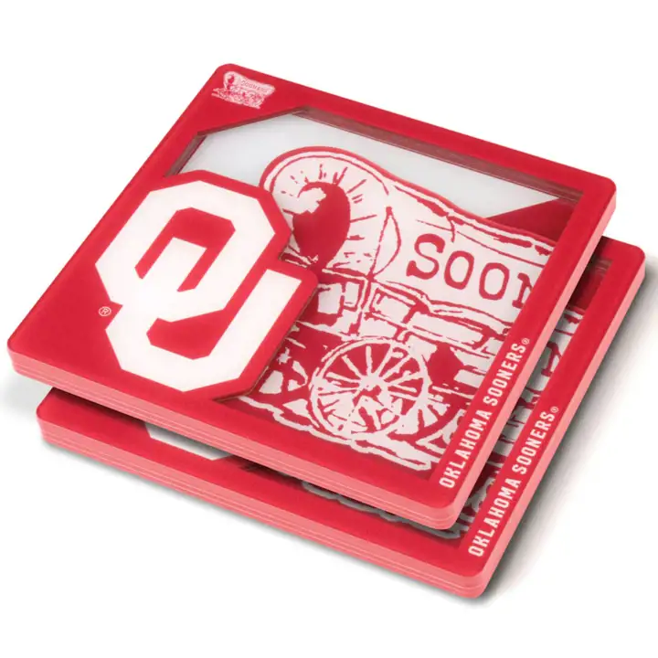 Sous-verres de la série de logos 3D Oklahoma Sooners ast