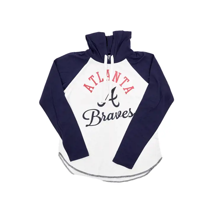 Atlanta Braves MLB T-shirt à capuchon manches longues Fair Ball pour femme 22 Gris