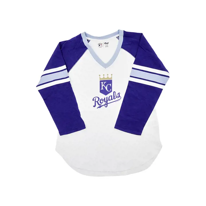 Kansas City Royals MLB Femme Redzone Manches Trois-quarts 22 Blc